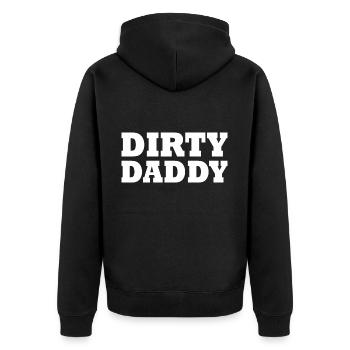 Dirty daddy - Unisex Premium Bio Zip Hoodie - Schwarz - Hinten - Nico (187cm)