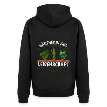 Gärtnerin aus Leidenschaft - Unisex Premium Bio Zip Hoodie - Schwarz - Hinten - Nico (187cm)