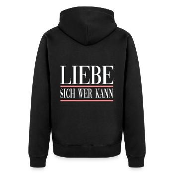 Liebe Sich Wer Kann für den Partner - Unisex Premium Bio Zip Hoodie - Schwarz - Hinten - Nico (187cm)