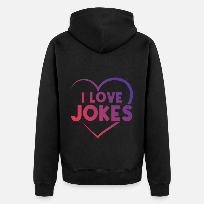J’aime les blagues coeur - Veste à capuche bio Premium Unisexe - noir