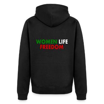 Women life freedom - Unisex Premium Bio Zip Hoodie - Schwarz - Hinten - Nico (187cm)