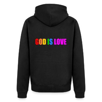 God is love - Veste à capuche bio Premium Unisexe - noir - Dos - Nico (187cm)