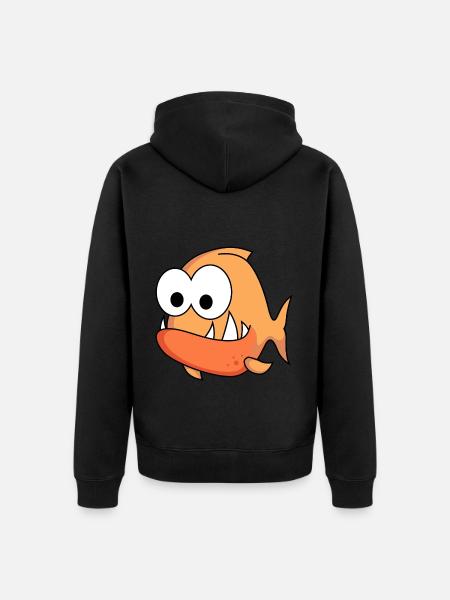 Piranha Comic Tier - Unisex Premium Bio Zip Hoodie - Schwarz