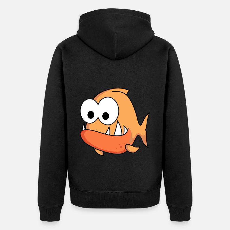 Piranha Comic Tier - Unisex Premium Bio Zip Hoodie - Schwarz