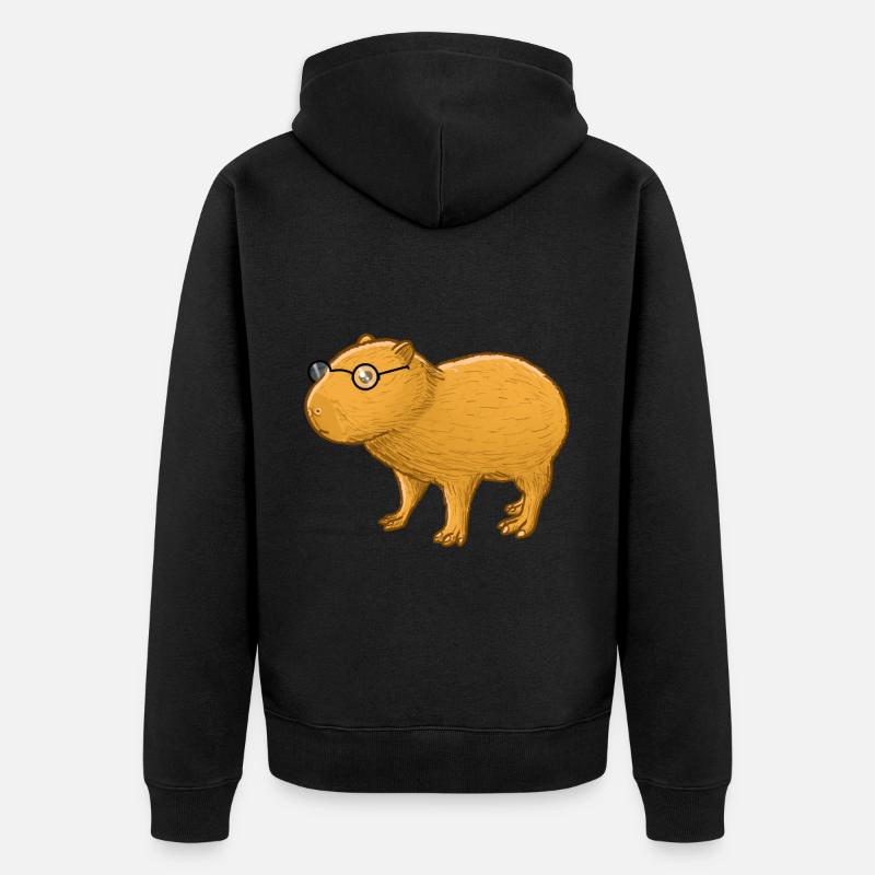 Nerd Capybara - Unisex Premium Bio Zip Hoodie - Schwarz
