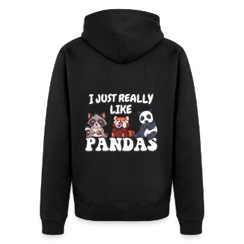 I just really like pandas - Unisex Premium Bio Zip Hoodie - Schwarz - Hinten - Nico (187cm)
