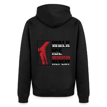 Walk Ice Medication Repeat - Unisex Premium Bio Zip Hoodie - Schwarz - Hinten - Nico (187cm)