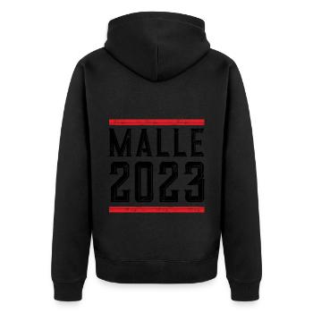 Malle 2023 - Unisex Premium Bio Zip Hoodie - Schwarz - Hinten - Nico (187cm)