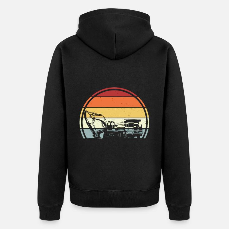 Bagger Baustelle - Unisex Premium Bio Zip Hoodie - Schwarz