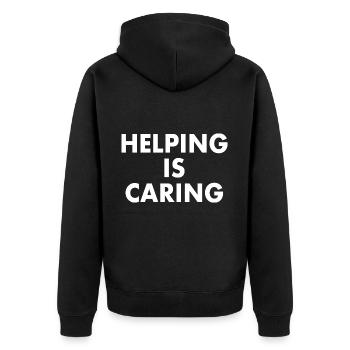 Helping is caring - Unisex Premium Organic Zip Hoodie - black - Back - Nico (187cm)