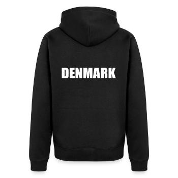 Denmark - Unisex Premium Organic Zip Hoodie - black - Back - Nico (187cm)