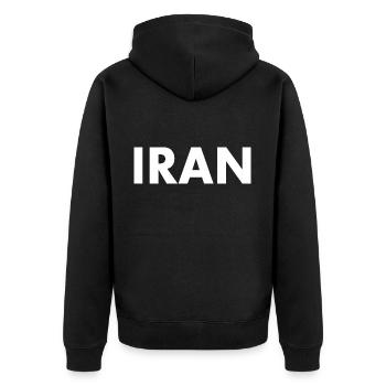 Iran - Unisex Premium Organic Zip Hoodie - black - Back - Nico (187cm)