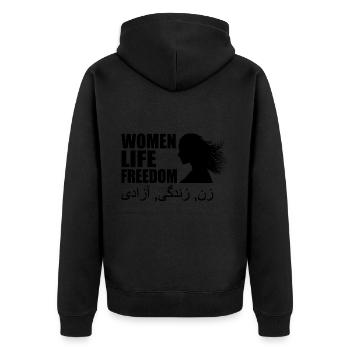 Women life freedom - Unisex Premium Bio Zip Hoodie - Schwarz - Hinten - Nico (187cm)