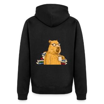Capybara avec des lunettes en train de lire des livres - Veste à capuche bio Premium Unisexe - noir - Dos - Nico (187cm)