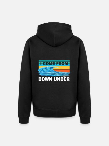I COME FROM DOWN UNDER - Unisex Premium Organic Zip Hoodie - black