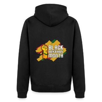 Mois de l’histoire des Noirs Histoire des Noirs - Veste à capuche bio Premium Unisexe - noir - Dos - Nico (187cm)