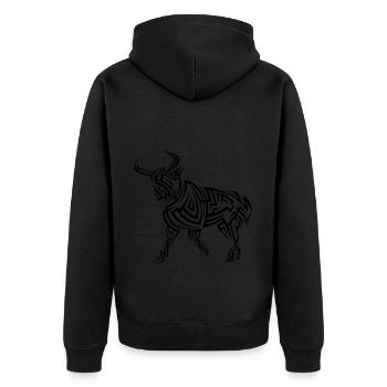 Tatouage tribal Taurus - Veste à capuche bio Premium Unisexe - noir - Dos - Nico (187cm)
