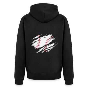 Baseball - Unisex Premium Organic Zip Hoodie - black - Back - Nico (187cm)