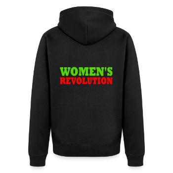 Womens revolution - Unisex Premium Bio Zip Hoodie - Schwarz - Hinten - Nico (187cm)