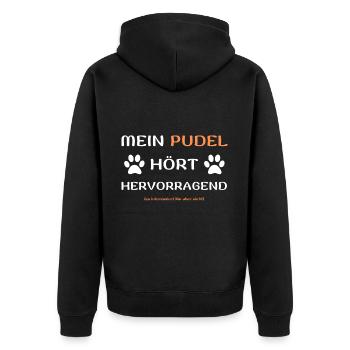 mein pudel hört hunde spruch geschenk idee - Unisex Premium Bio Zip Hoodie - Schwarz - Hinten - Nico (187cm)