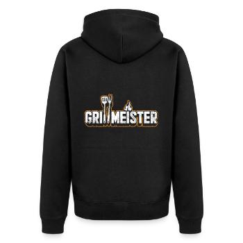 Grillmeister - Unisex Premium Bio Zip Hoodie - Schwarz - Hinten - Nico (187cm)