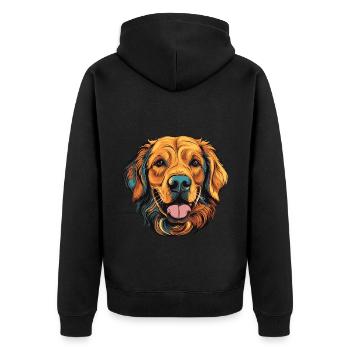 Portrait de chien Golden Retriever - Veste à capuche bio Premium Unisexe - noir - Dos - Nico (187cm)