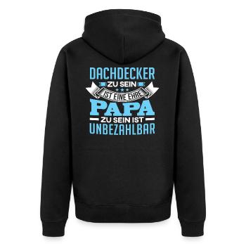 DACHDECKER ist unbezahlbar - Unisex Premium Bio Zip Hoodie - Schwarz - Hinten - Nico (187cm)