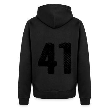 Maillot à 41 numéros - Veste à capuche bio Premium Unisexe - noir - Dos - Nico (187cm)