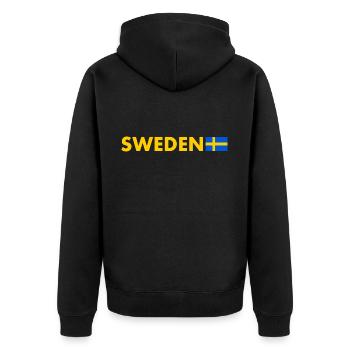Sweden - Unisex Premium Organic Zip Hoodie - black - Back - Nico (187cm)