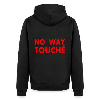 No way touché - Unisex Premium Organic Zip Hoodie - black - Back - Nico (187cm)