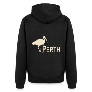 Bin Chicken Perth - Unisex Premium Bio Zip Hoodie - Schwarz - Hinten - Nico (187cm)
