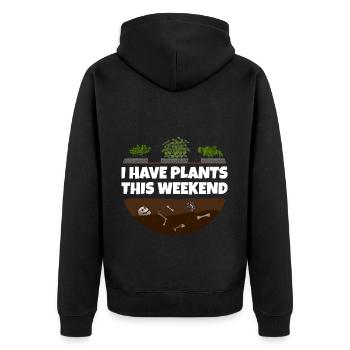 Lustiger Gärtner Spruch Sorry i have Plants - Unisex Premium Bio Zip Hoodie - Schwarz - Hinten - Nico (187cm)