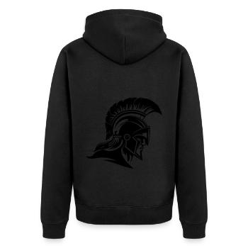 Spartaner Helm Krieger Sparta - Unisex Premium Bio Zip Hoodie - Schwarz - Hinten - Nico (187cm)