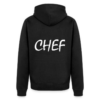 Chef - Unisex Premium Bio Zip Hoodie - Schwarz - Hinten - Nico (187cm)