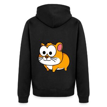 Hamster Comic Tier - Unisex Premium Bio Zip Hoodie - Schwarz - Hinten - Nico (187cm)