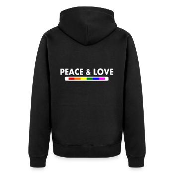 Peace and love - Unisex Premium Bio Zip Hoodie - Schwarz - Hinten - Nico (187cm)