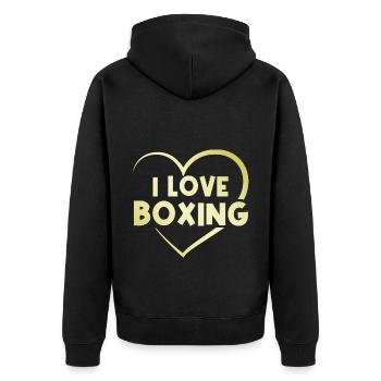 I love boxing - Unisex Premium Organic Zip Hoodie - black - Back - Nico (187cm)