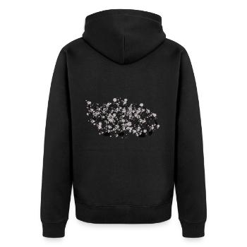 Rhinoo GeomeTRIX bunt - Unisex Premium Bio Zip Hoodie - Schwarz - Hinten - Nico (187cm)