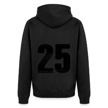 25 Zahl Trikot - Unisex Premium Bio Zip Hoodie - Schwarz - Hinten - Nico (187cm)