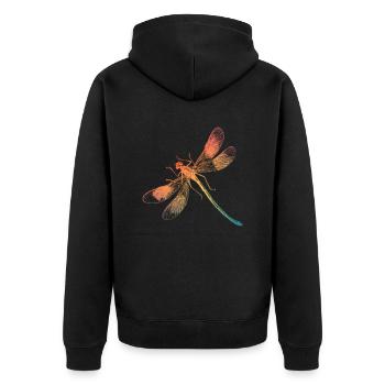 Bunte Regenbogen Libelle - Unisex Premium Bio Zip Hoodie - Schwarz - Hinten - Nico (187cm)