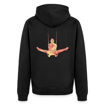 Gymnastics with rope rings - Unisex Premium Organic Zip Hoodie - black - Back - Nico (187cm)