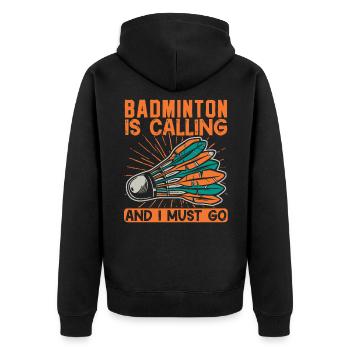 Badminton Badminton Evolution Badminton Player - Unisex Premium Organic Zip Hoodie - black - Back - Nico (187cm)