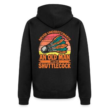 Badminton Badminton Evolution Badminton Player - Unisex Premium Organic Zip Hoodie - black - Back - Nico (187cm)