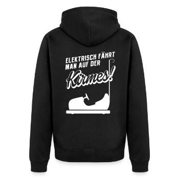Elektrisch Fährt Man Auf Der Kirmes Elektro E-Aut - Unisex Premium Bio Zip Hoodie - Schwarz - Hinten - Nico (187cm)