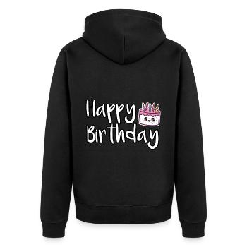 Joyeux anniversaire Gâteau d’anniversaire - Veste à capuche bio Premium Unisexe - noir - Dos - Nico (187cm)