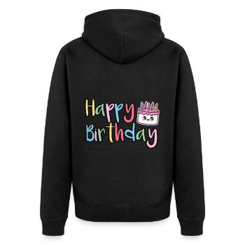 Joyeux anniversaire Joyeux gâteau d’anniversaire - Veste à capuche bio Premium Unisexe - noir - Dos - Nico (187cm)