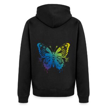 Schmetterling Mandala Boho - Unisex Premium Bio Zip Hoodie - Schwarz - Hinten - Nico (187cm)