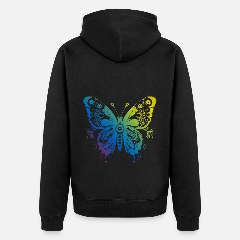 Papillon Mandala Boho - Veste à capuche bio Premium Unisexe - noir