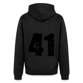 41 Zahl Trikot - Unisex Premium Bio Zip Hoodie - Schwarz - Hinten - Nico (187cm)