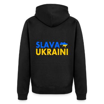 Slava ukraini - Unisex Premium Bio Zip Hoodie - Schwarz - Hinten - Nico (187cm)
